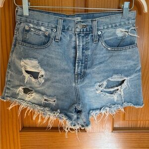 Madewell The Perfect Denim Short - Light Wash Distressed